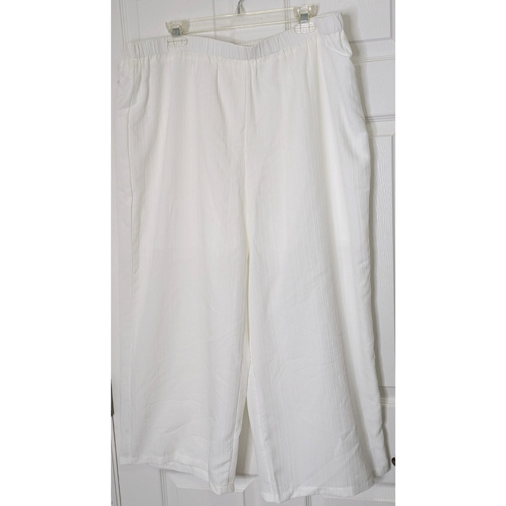 Womens 2 Piece Lounge Set White Gold Trim 4XL Top Pants - Picture 3 of 12